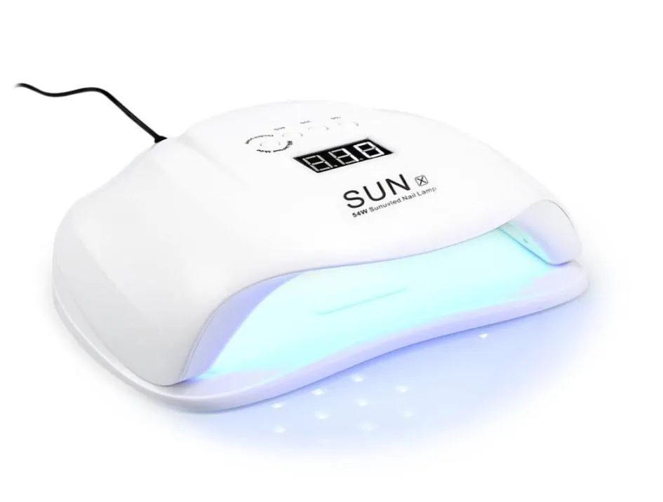 54W UVLED Lamp Nail Dryer Potherapy Fingernail Toenail Nail Gel Polish Curing Lamp Professional Manicure Pedicure Machine6221901