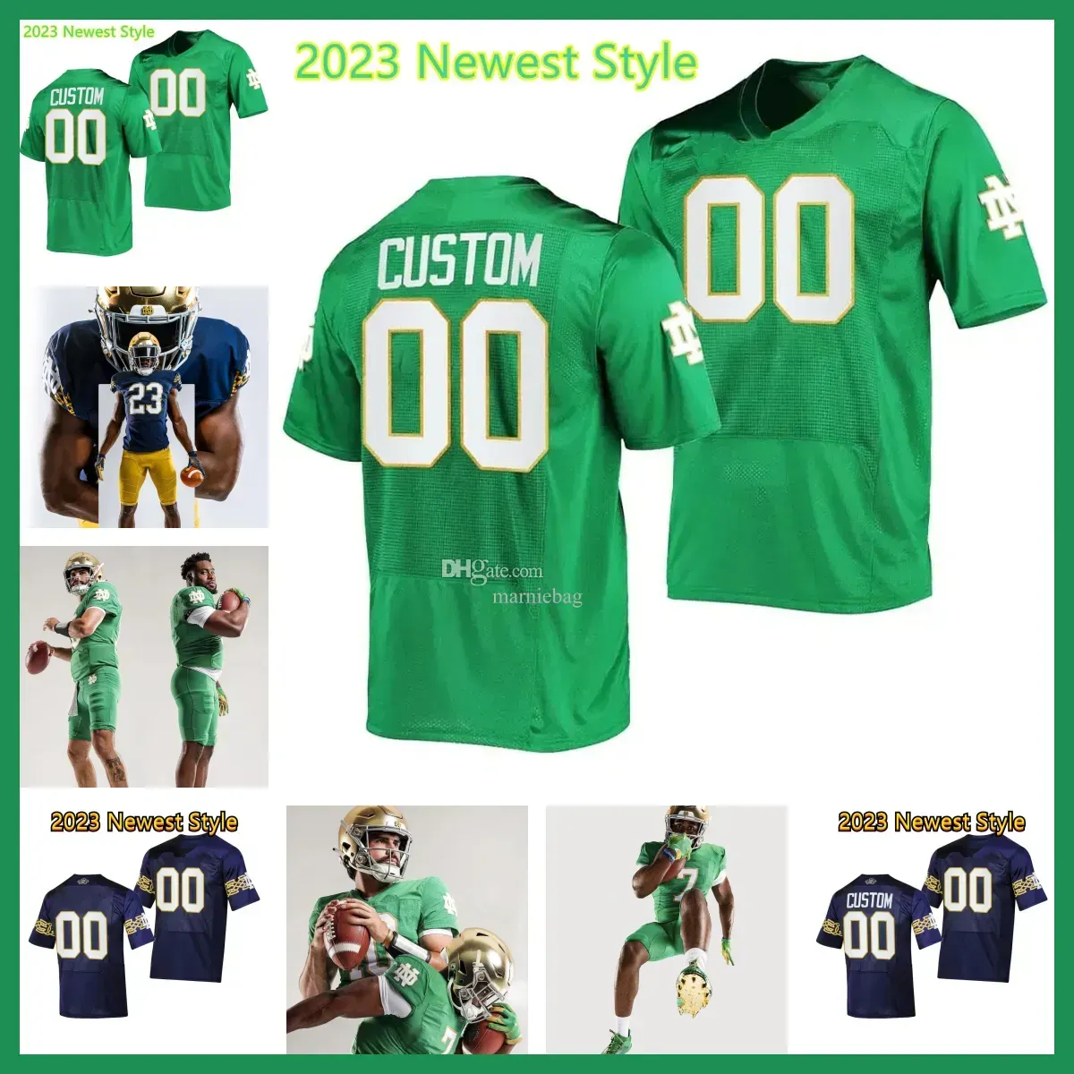 2024 Custom NCAA College Notre Dame Fighting Irish Football Jersey hommes jeunes femmes 12 Gundy 24 Brown 88 Anderson 90 Cassity 69 Bax 57 Baker