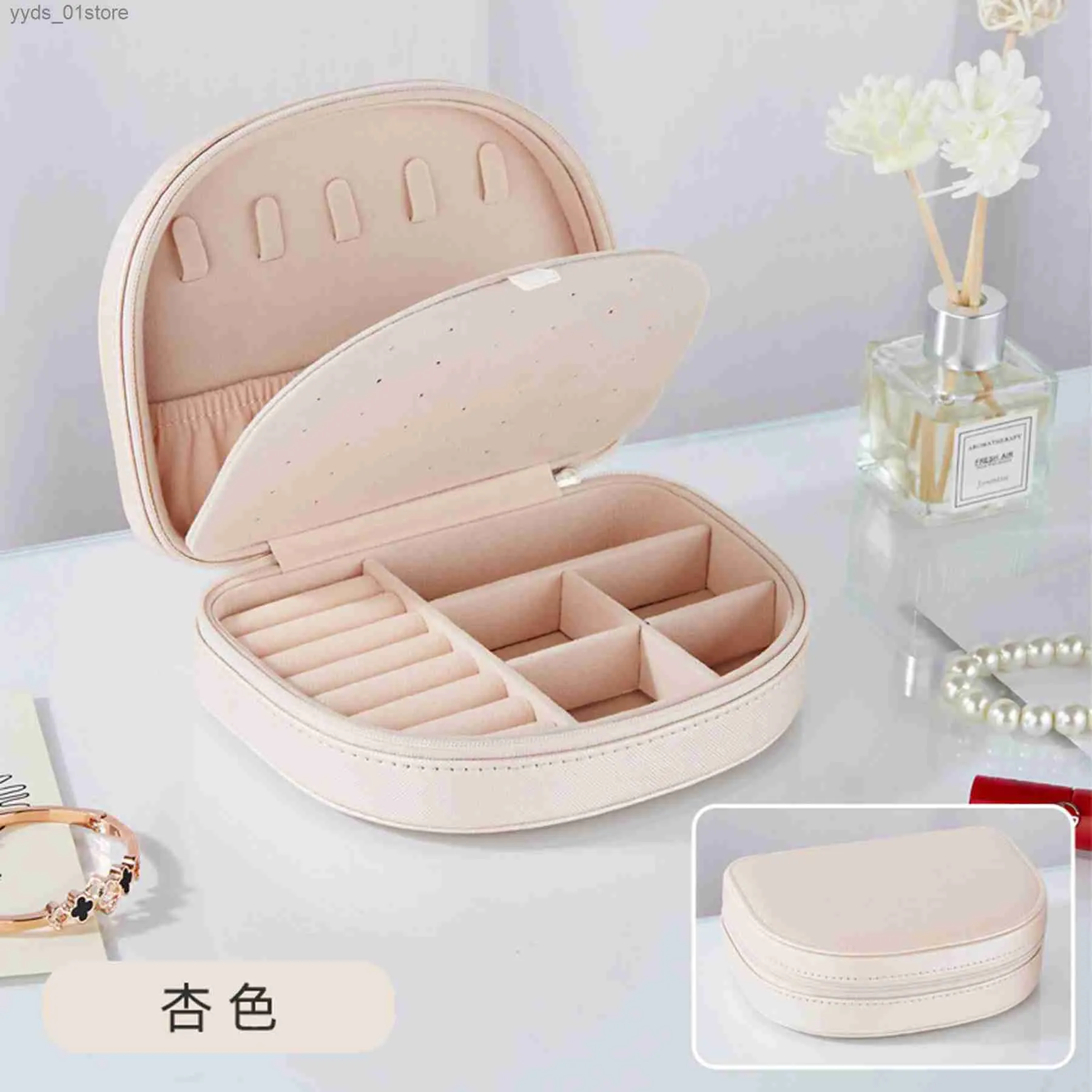 Jewelry Boxes SmartOrganizer 2PCS Half Moon PU Jewelry Storage Box WholeSale Muti-Colors EarringRingNecklace Organizer L240323