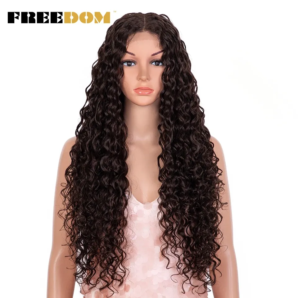 Wigs FREEDOM Synthetic Lace Front Wig Long Curly Wig 30 inch Ombre Blonde Ginger Lace Wigs For Black Women Cosplay Wigs