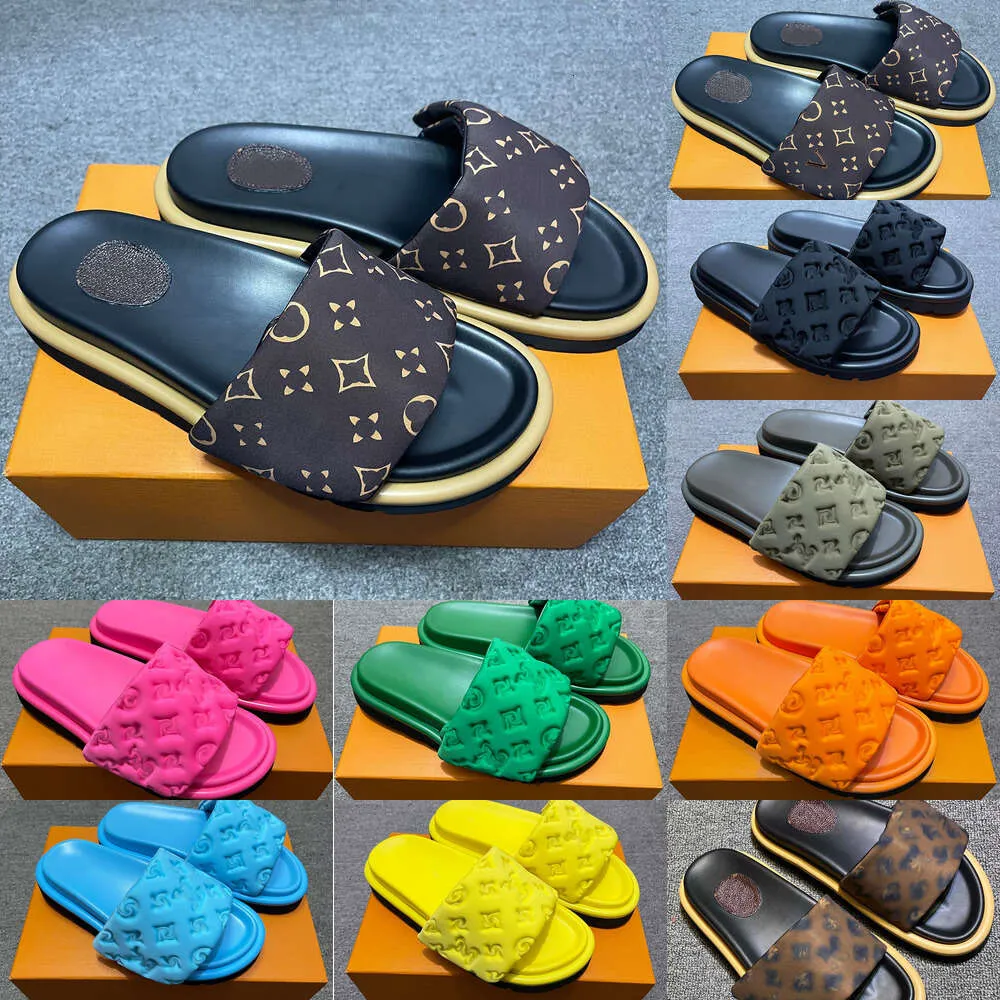 designer piscine oreiller sandales plage sandale couples hommes femmes luxe designer pantoufle chaussures plates d'été pantoufles de plage de mode diapositives avec boîte 35-42 pantoufle de luxe