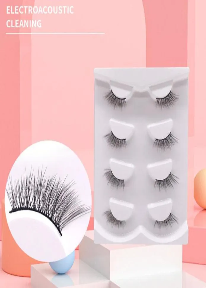 Natural Half Eyelashes Strip Reusable Thick Faux Mink Lashes Wispy Fluffy Eyelash 4 Pairs Pack2428120