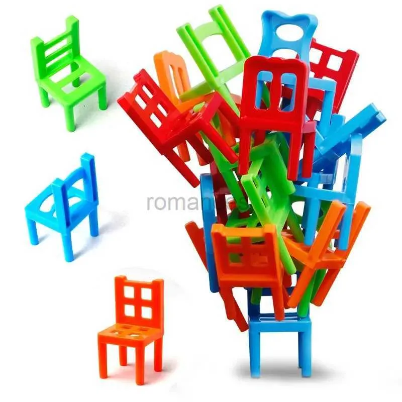 Sortera häckning Stacking Toys 16/24 Mini Chairs Balance Blocks Staplade Family Chessboard Games Training Childrens Puzzle Education 24323