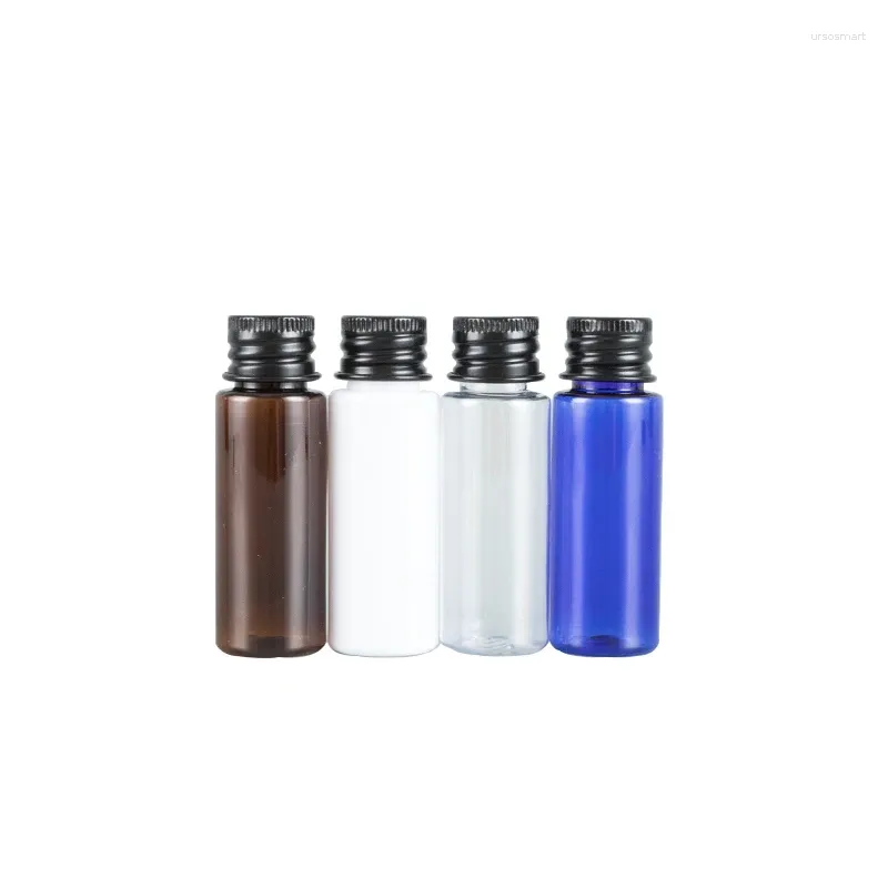 Bouteilles de stockage 100 pièces 20 ml bouchon à vis coloré bouteille en plastique échantillon emballage cosmétique 20cc or/argent spirale aluminium couverture PET