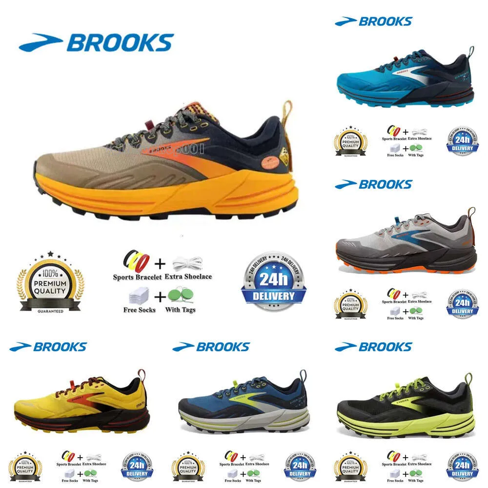 Brook Run Shoes Cascadia 16 Mens Brooks 운동화 Hyperion Tempo 트리플 검은 흰색 오렌지 메시 패션 트레이너 야외 남성 스포츠 운동화 조깅 걷기