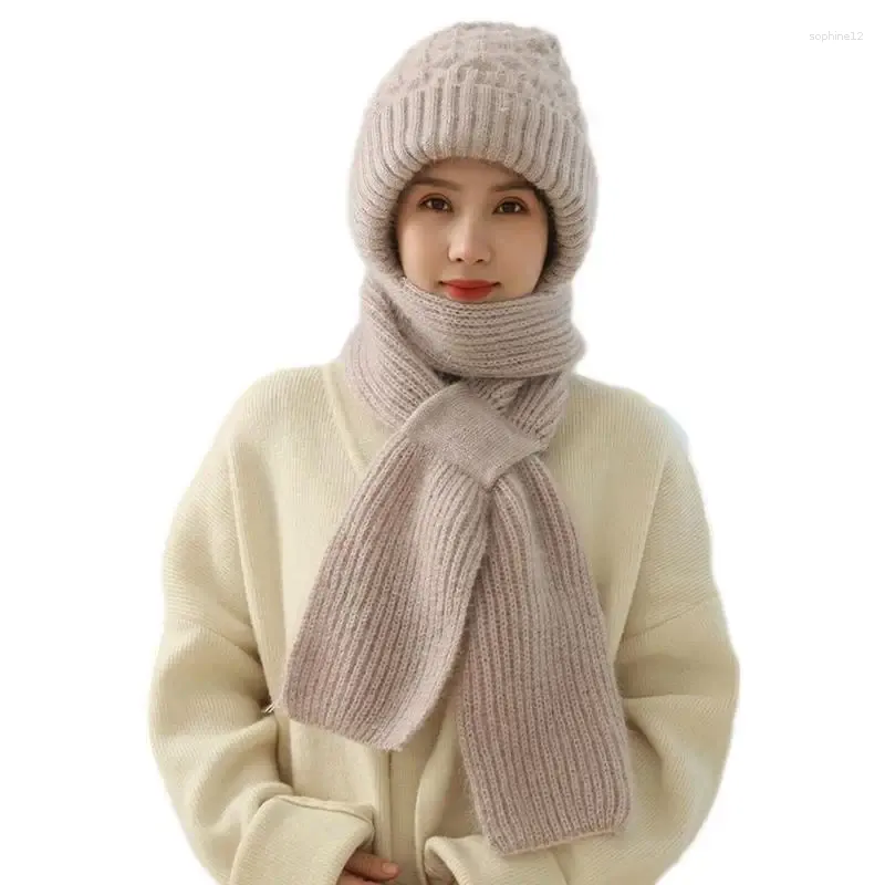 毛布統合された帽子スカーフニッティング帽子とスカーフフェイスネックソフトウォームカバー寒い気候のために毛布