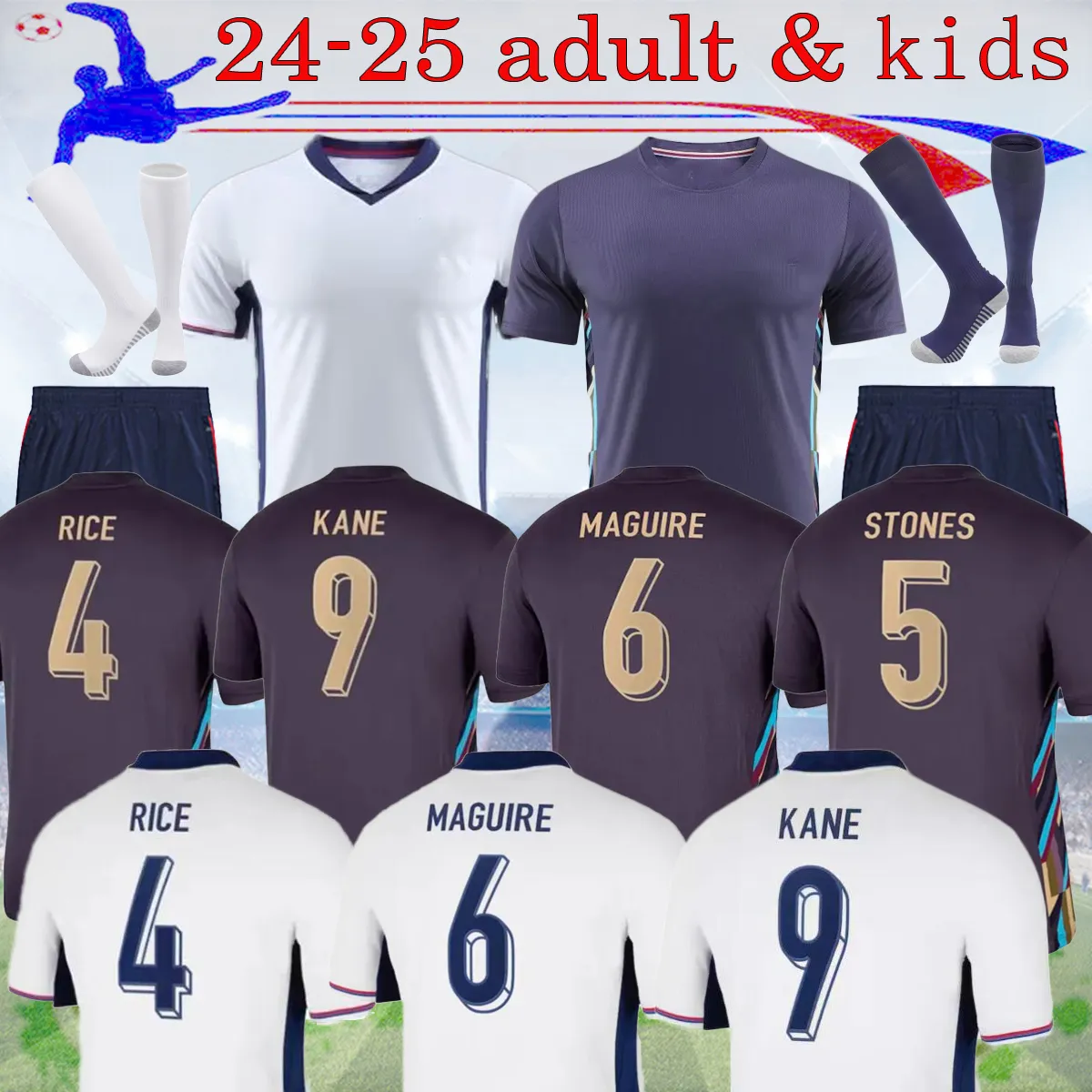 16-4XL 2024 KANE Home Away Soccer Jerseys Men Kids Kids Sterling Englands Rashford Mount