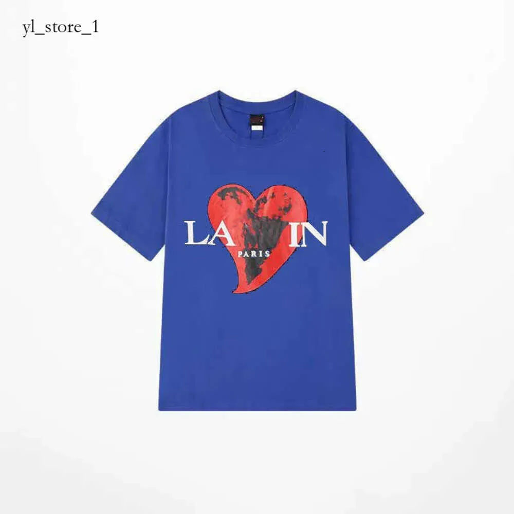 Lanvins Camiseta Masculina T Shirt Designer Luxo Clássico Peito Carta Impresso Mens e Mulheres Lanvis Camisa Top Verão Respirável Alta Lanvin Moda Tshirt