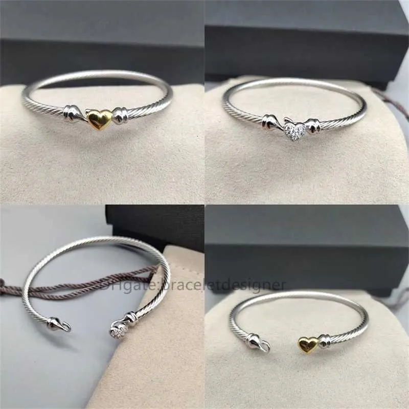 Designer-Armbänder, Schmuck, Mode, hochwertiges, klassisches Armband, zeitloses Kabel, 3 mm, Love Line Silber, Gold, Alltagsspiel