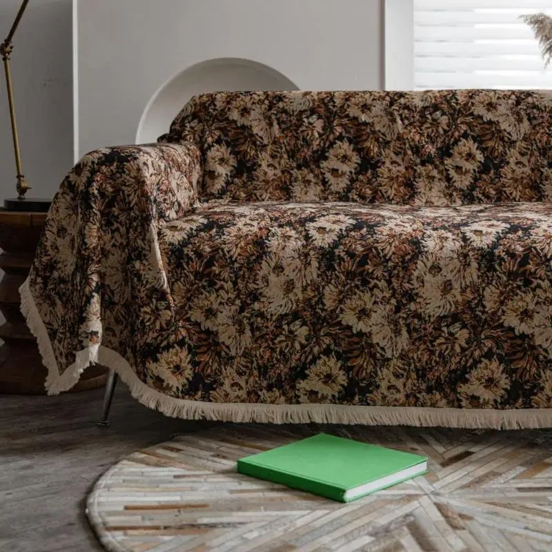 Housses de chaise élégantes, protection de canapé, meubles de ferme Vintage, housse de canapé avec motif exquis pour forme de L universelle