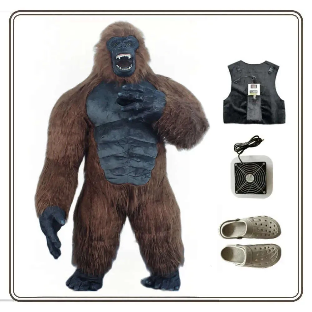 Mascottekostuums 2,5 m 3D Iatable King Kong-kostuum Volledige mascottekostuum Gigantische volwassen bontgorillakostuum voor evenementen Feestconventie