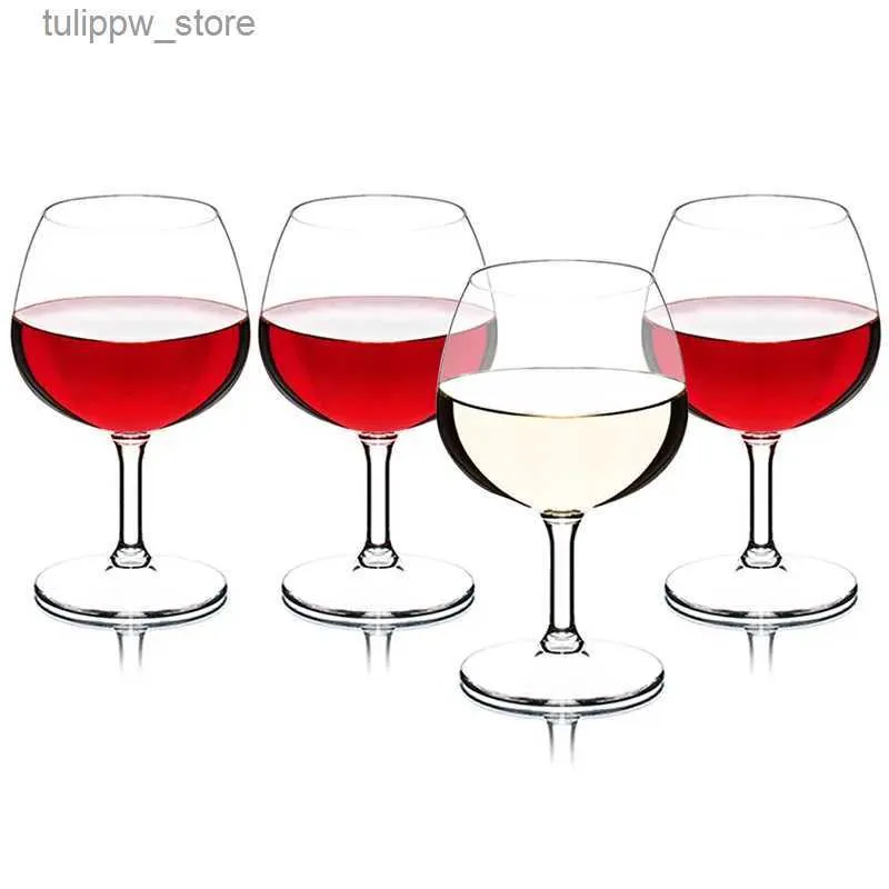 Wine Glasses 4Pcs shatterproof wine glass Tritan plastic reusable firmware unbreakable universal red wine coaster for indoor and outdoor use L240323