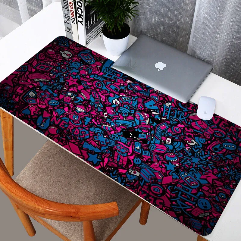 Pads Graffiti Art Grote Muismat Uitgebreide Gaming Muismat 2021 Nieuw Design Bureau Laptop Toetsenbord Mat Grootte 400mm * 900mm Vergrendeling Rand