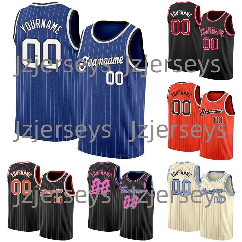 Benutzerdefiniertes Nadelstreifen-Basketballtrikot mit personalisiertem Namen und Nummer für Männer und Kinder