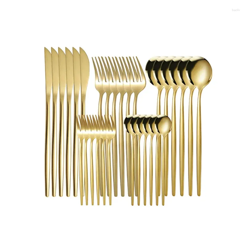 Ensembles de vaisselle 30pcs couverts en acier inoxydable couteau fourchette cuillère argent dessert et ensemble steak occidental fournitures de cuisine