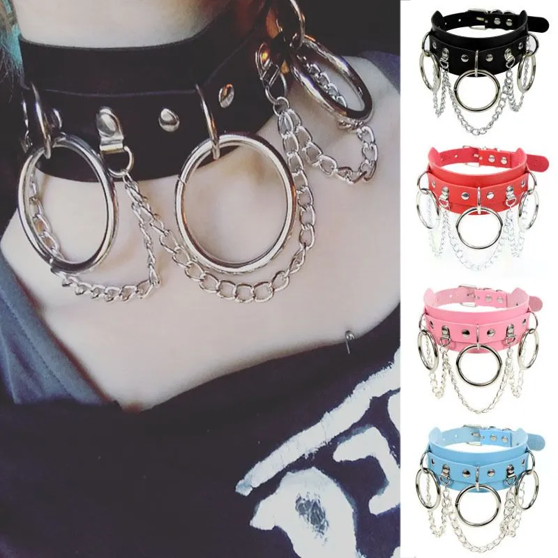 Vintage punk goth choker stadded nitak skórzany kołnierzyk punkowy o pierścień szyja szyjka