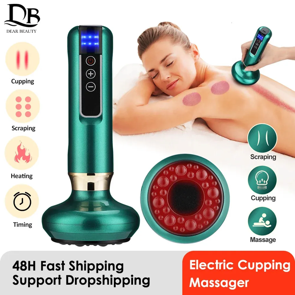 Elektrische Cupping Massager Vacuümzuignap GuaSha Anti Cellulite Schoonheid Gezondheid Schrapen Infrarood Warmte Afslanken Gua Sha Massage 240314