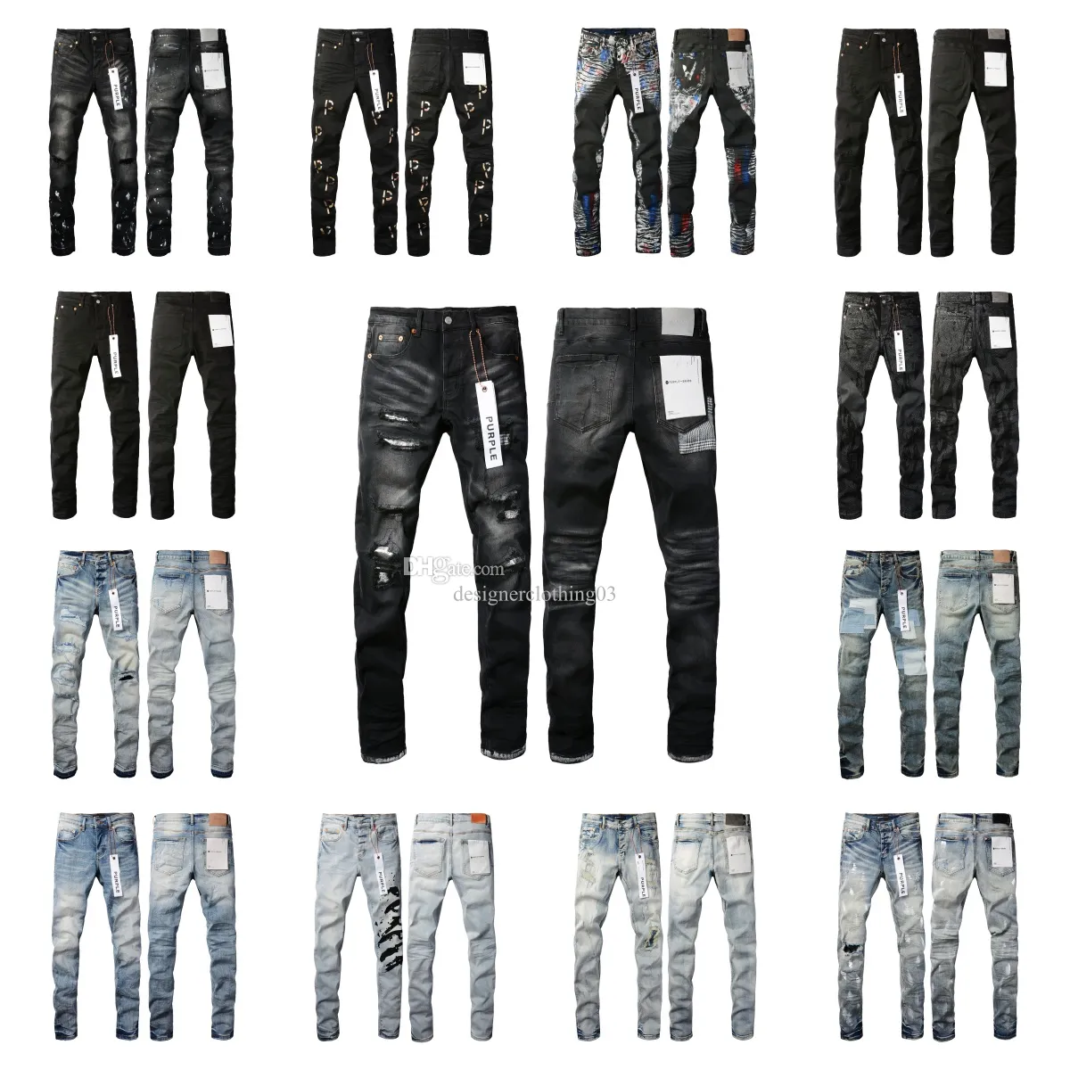 Designer herr lila jeans dsquare jeans ksubi jeans män d2 jean true jeans street trend dragkedja kedja rippade rippor stretch denim jeans