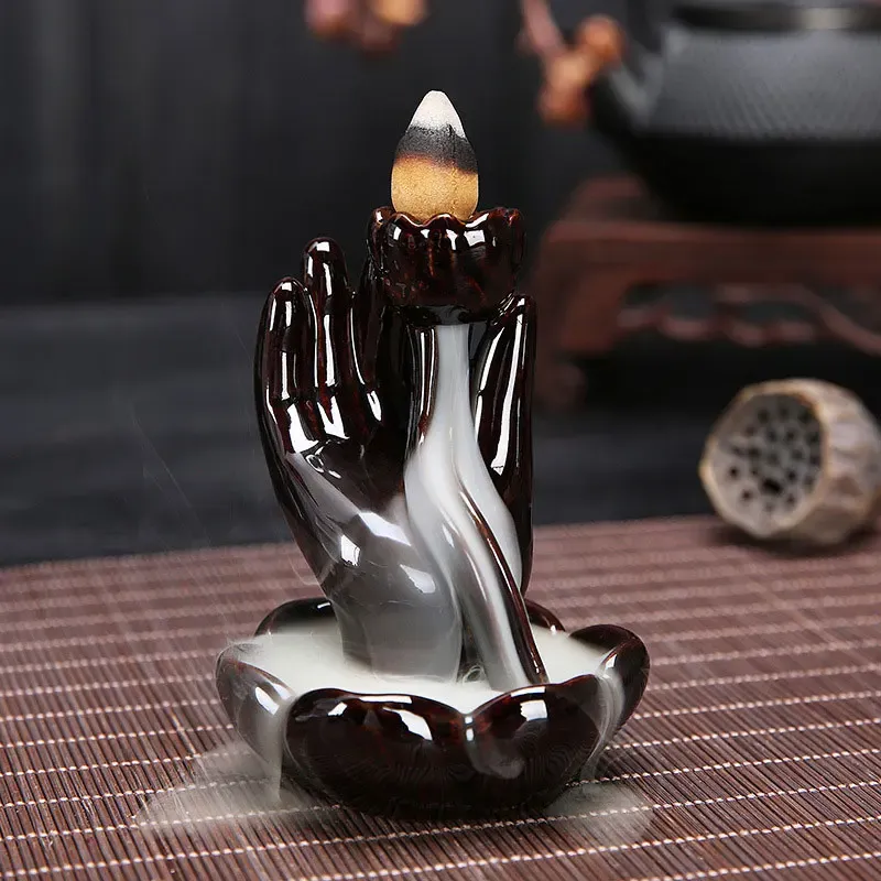 Burners Backflow Incense Burner Holder Ceramic Mountain Stream Zen Incence Smoke Waterfall Censer Base For Home Decoration Accessories