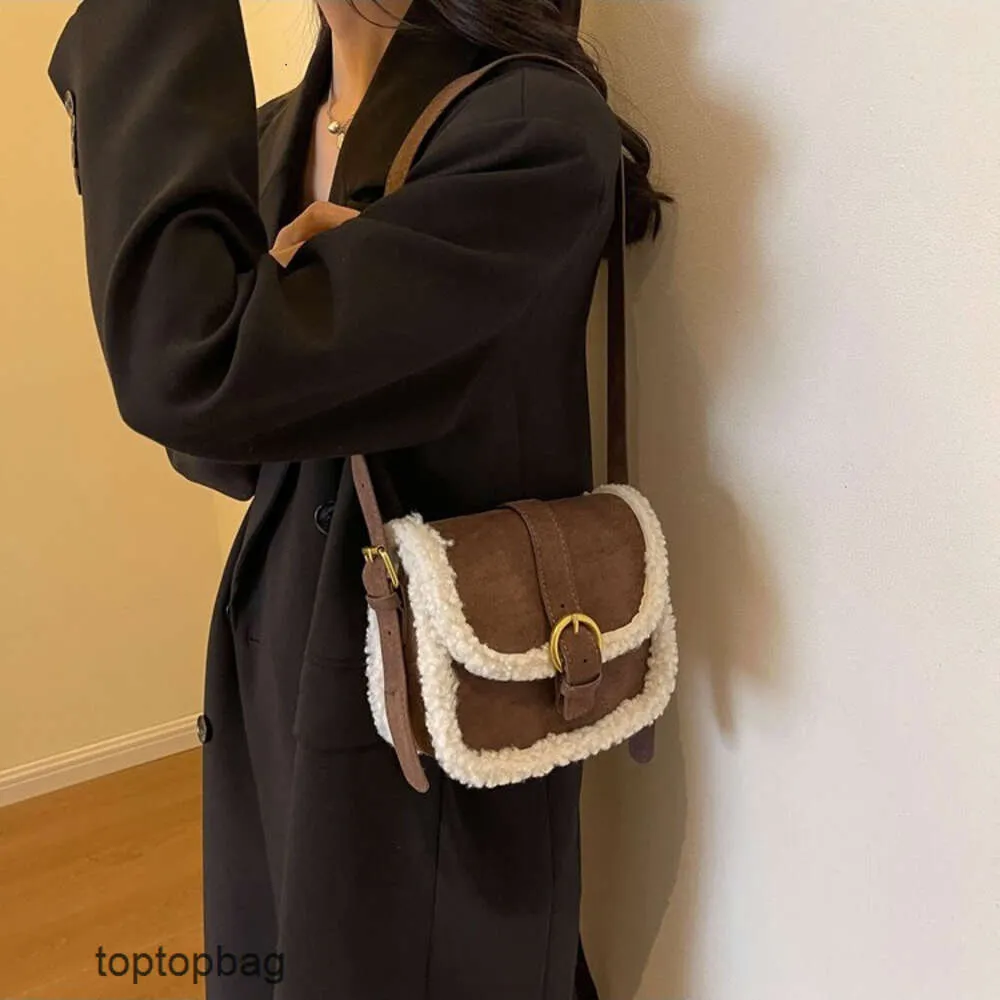 디자이너 럭셔리 패션 어깨 가방 세련되고 트렌디 한 작은 정사각형 가방 2023 새로운 프로스트 램 양모 싱글 어깨 크로스 바디 여성 가방