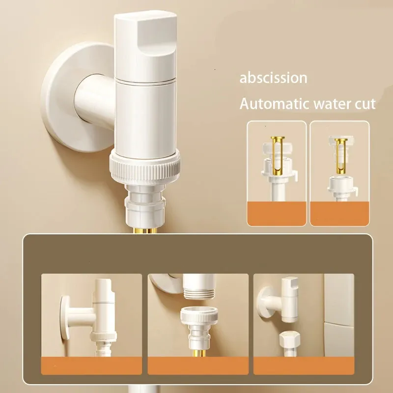 White Angle Toilet Automatic Water Stop Washing Machine Garden Tap