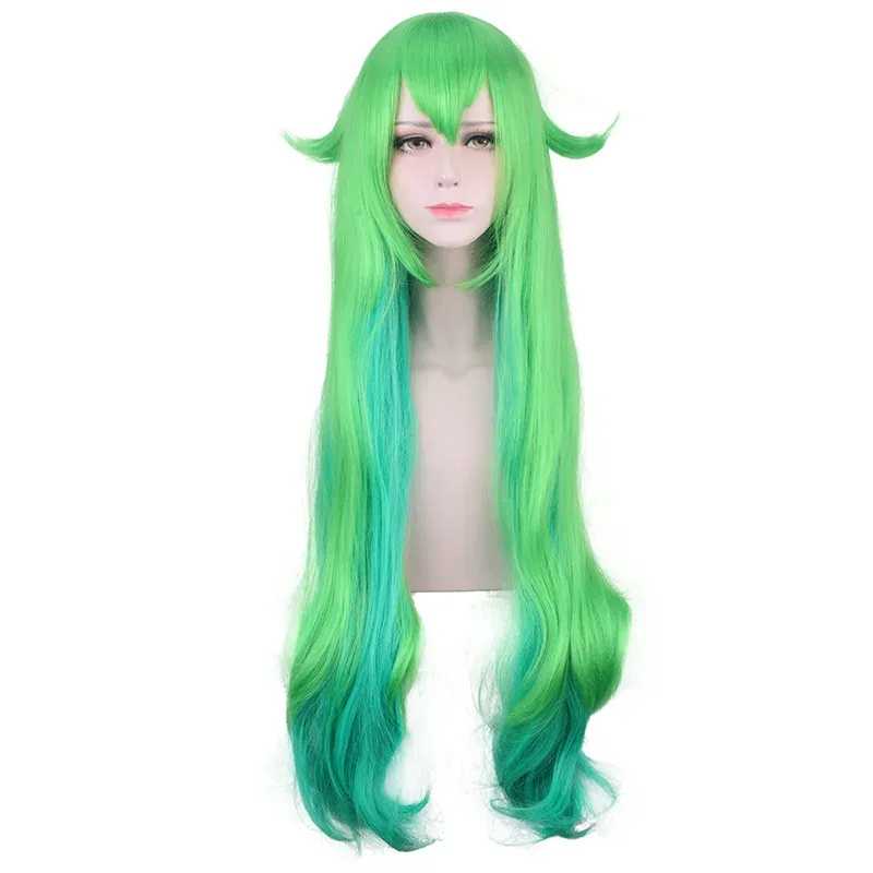 Parrucche ccutoo 100 cm Verde Blu Mix Parrucca sintetica lunga riccia LOL Lulu Soraka Star Guardian League of Legends Costume Cosplay Parrucche Capelli