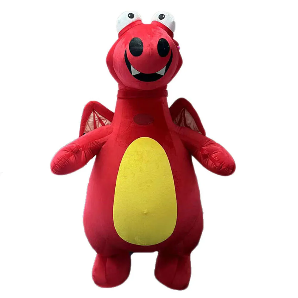 Mascot Costiums 2M / 2,6M Urocza dorosła Iatable Red Girl Dinosaur Costume Walking Up Mascot Suit Funny Animal Charakter Karnawał