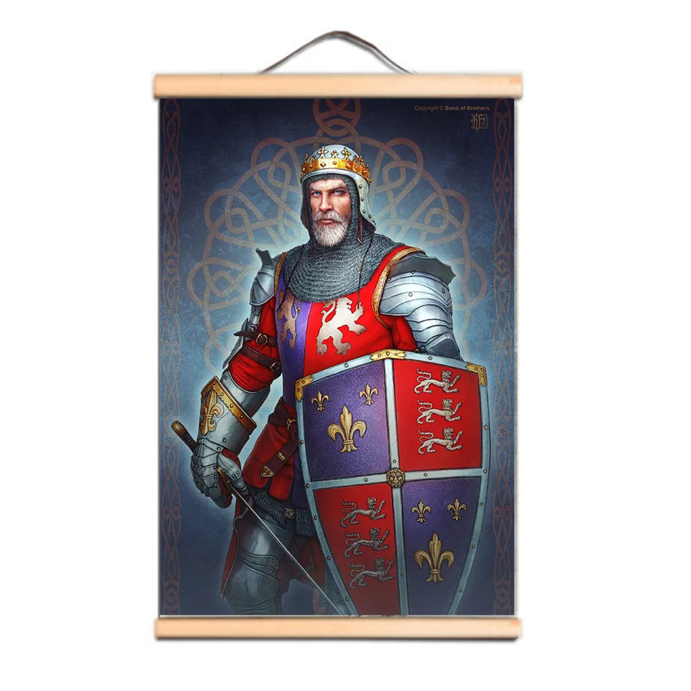 Vrijmetselaars Tempeliers Scroll Posters met massief houten as Vintage Crusader Warrior Muurhangend schilderij voor kamers en kantoren FE58