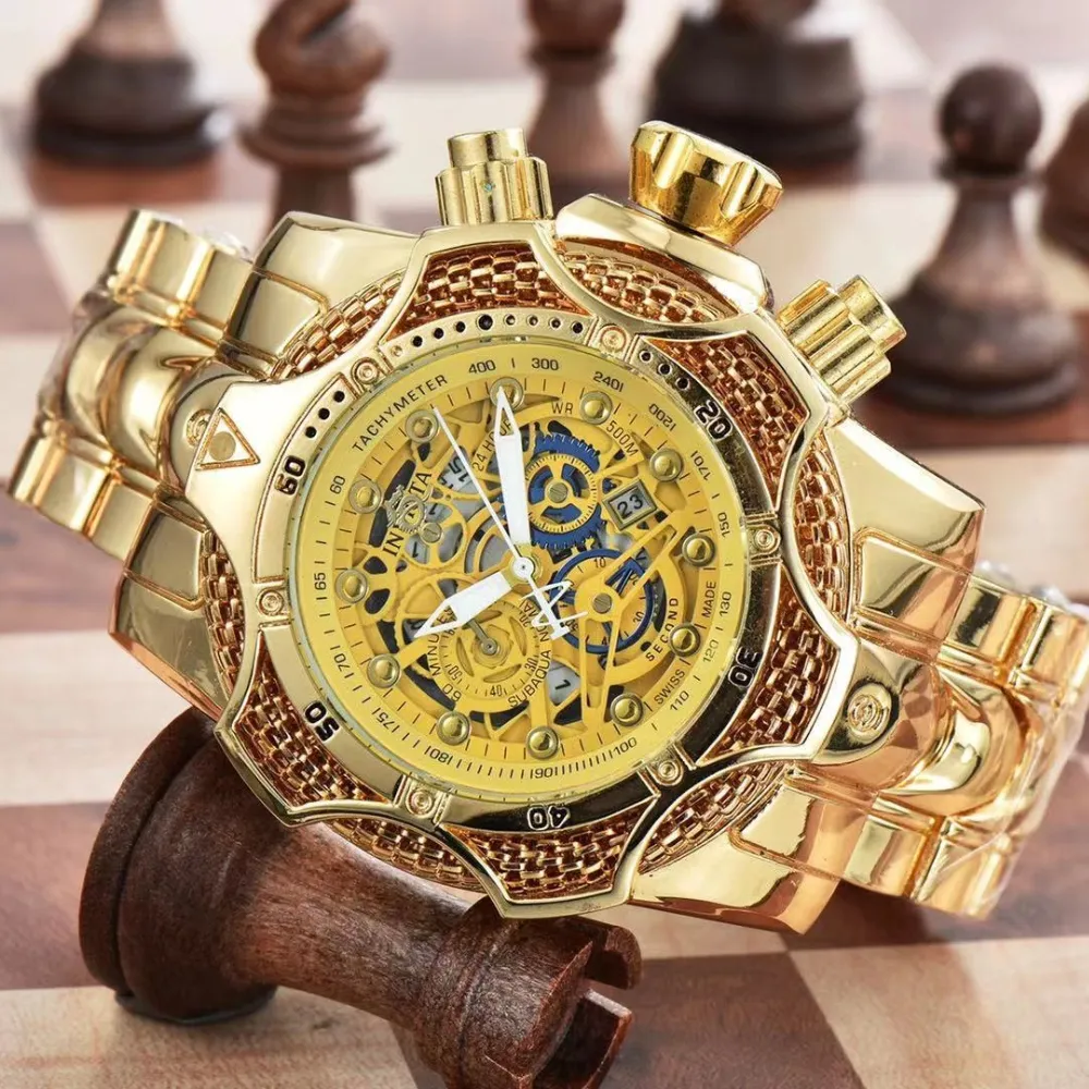 Vendita calda Montre Luxe originale orologio da uomo cronografo scheletrato Invicto orologi cintura in acciaio di alta qualità quadrante grande orologio di lusso di design Dhgate nuovo