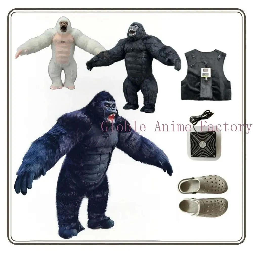 Mascot kostymer ierable King Kong Costume Gorilla Plush Furry Mascot Animal Venice Carnival Dress Suit Fursuit Event Decor