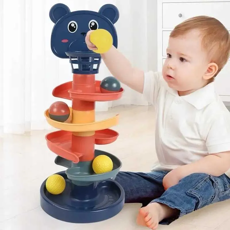 Stacking Sorting Nesting toys 2-7 layers of track rolling ball pile tower preschool education baby rotating stacking for childrens gifts 24323