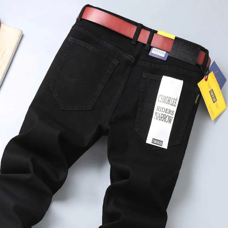 CSMOR LEE Jeans da uomo Primavera 2024 Nuovo marchio alla moda Luce di lusso Gamba dritta Pantaloni da uomo casual americani neri puri