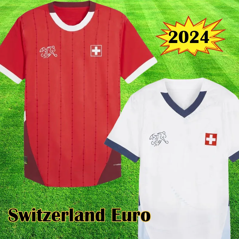 2024 Euro Zwitserland Voetbalshirts ELVEDI AKANJI ZAKARIA SOW RIEDER EMBOLO SHAQIRI 24 25 Voetbalshirts SWISS thuis weg Uniformen HEREN KIDS KIT 111