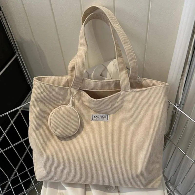 Shoulder Bags Women Corduroy Tote Handbag Zipper Retro Bag Foldable Fashion Hobo With Coin Large Capacity Versatile Sling