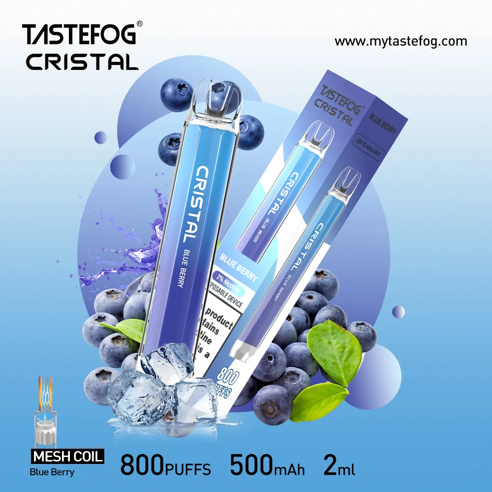 TasteFog 800 Puffs Vape Vape Electronic Mesh Coil Crystal Vape 10 Flavour Ecigarette