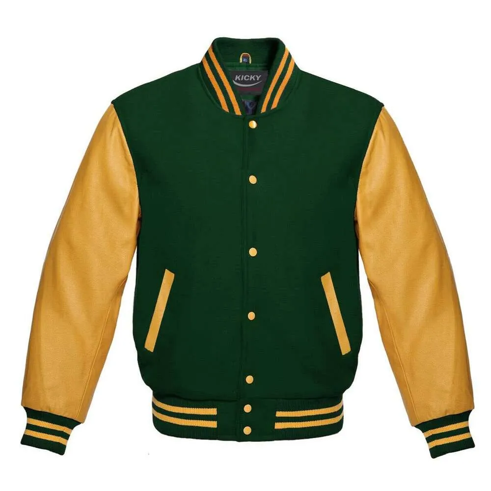 Veste de baseball Varsity Letterman Corps en laine et manches en cuir de vache 22 options de couleurs