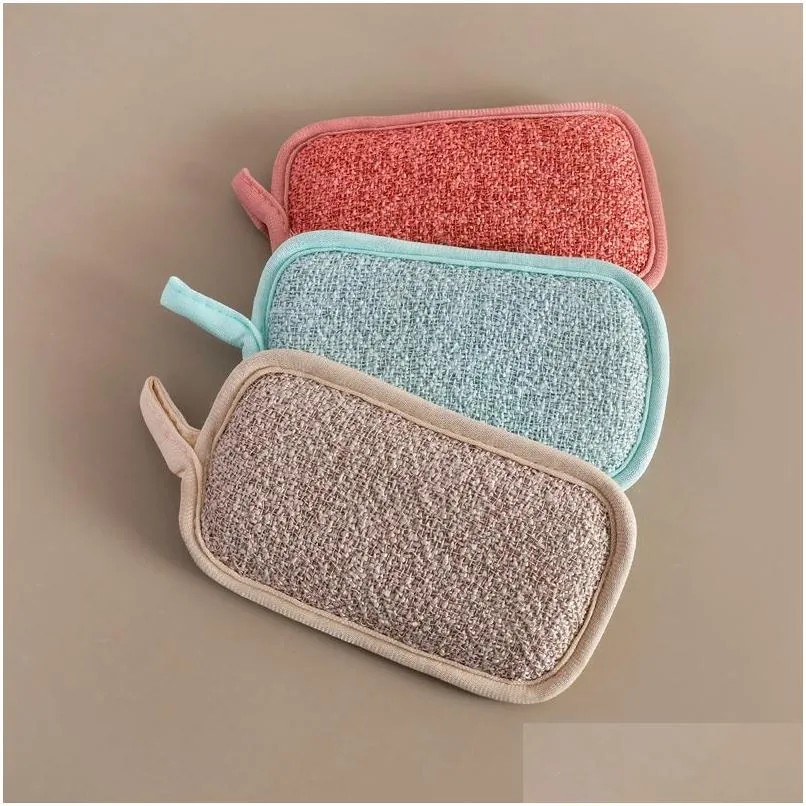 Spugne Pagliette Double Sided Cucina Magica Pulizia Spugna Scrubber Piatti Lavaggio Asciugamani Spazzola da bagno Salvietta Hy0244 Drop Deli Ot21H