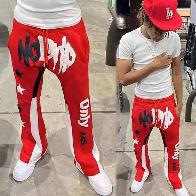 Custom Wholesale Jogger Sweat Flared Pants Graffiti Paint Splatters Breathable Flare Stacked Men