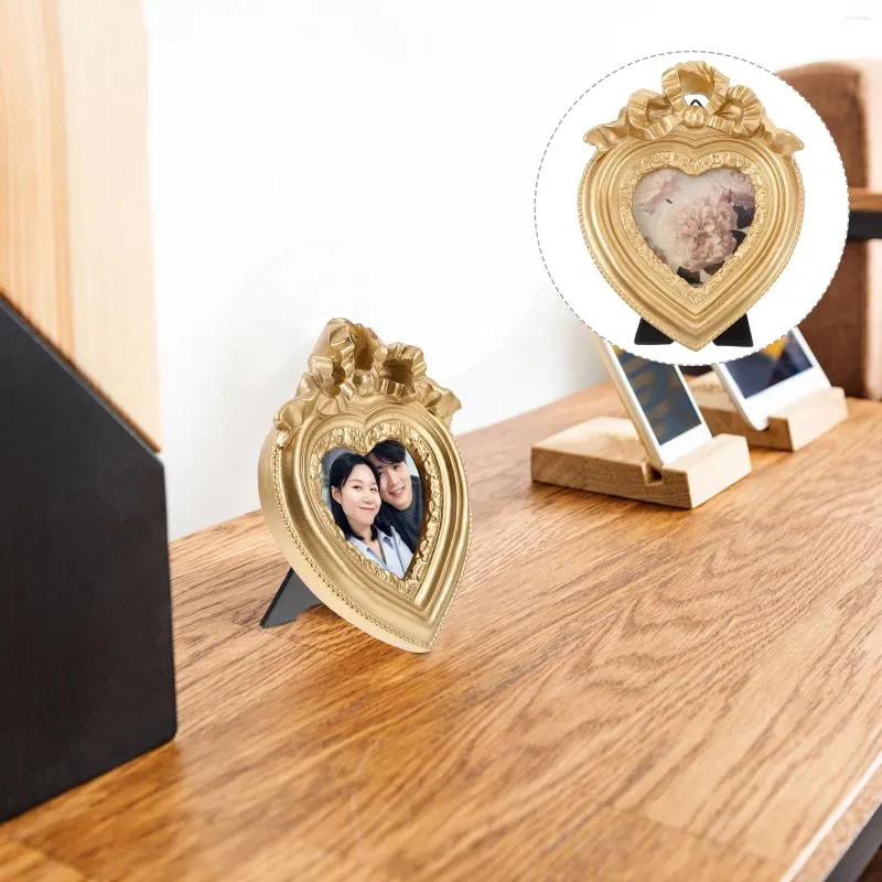 Frames European Heart-shaped Resin Po Frame Table Hanging Wall Wedding Ornaments Vintage Picture Set Up