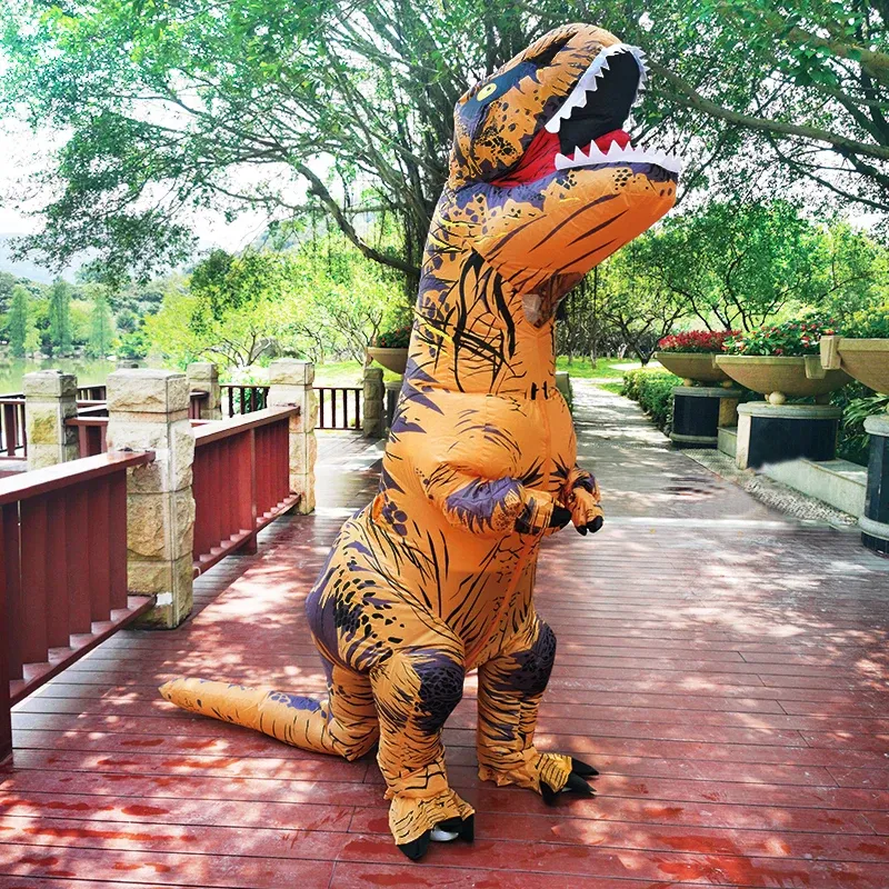T-Rex Inflatable Dinosaur Costumes Suit Dress Anime Party Cosplay Carnival Halloween Costume For Adults Kids