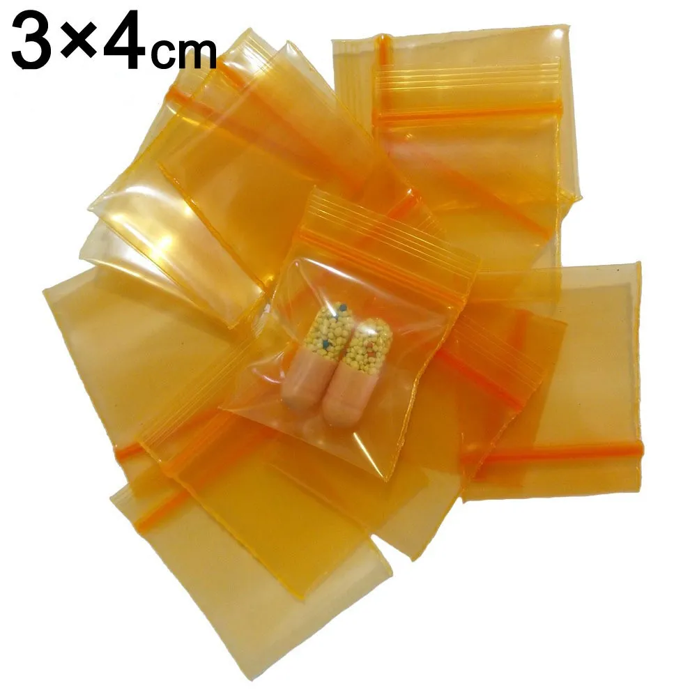 Thick Transparent Small Plastic Bags Baggies Zip Zipped Lock Reclosable Clear Poly Bag Food Storage 3*4cm20 Silk Color Ziplock Bag Mini Jewelry Packaging