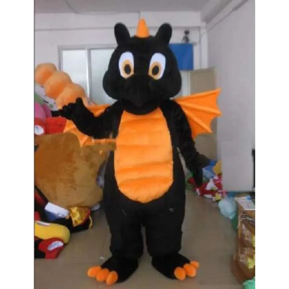 Costumes de Mascotte Nouveau Adulte Dragon Noir Mascotte Déguisement Personnage Carnaval Célébration De Noël Costume De Mascotte