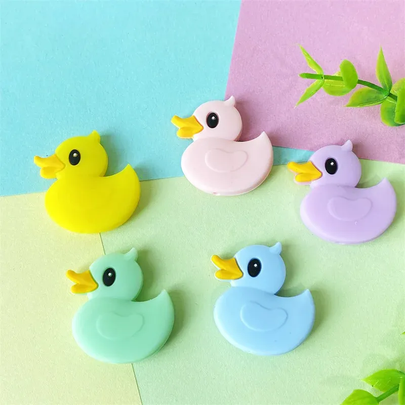 Colares 50/100/200 pçs silicone mordedor contas dos desenhos animados em forma de pato para diy bebê colar pingente pulseira acessórios