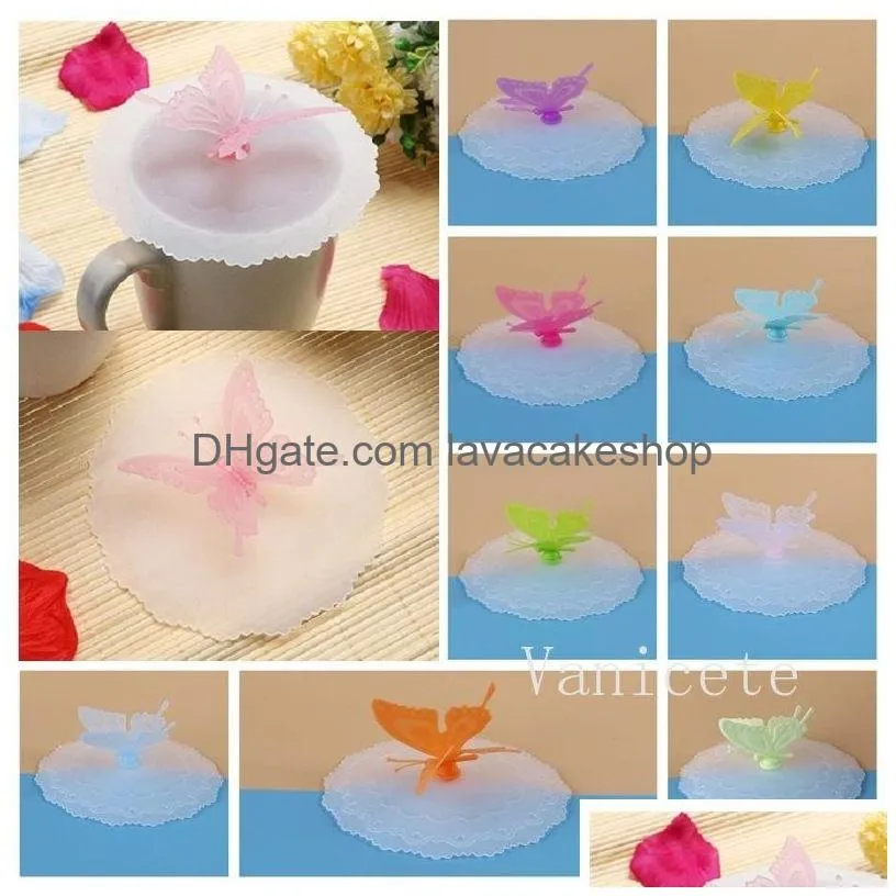 Drinkware Lid Mticolor Sile Dustproof Cup Lids Butterfly Er Silica Gel Sealing Cup-Er T9I002088 Drop Delivery Home Garden Kitchen Dini Dhiuh