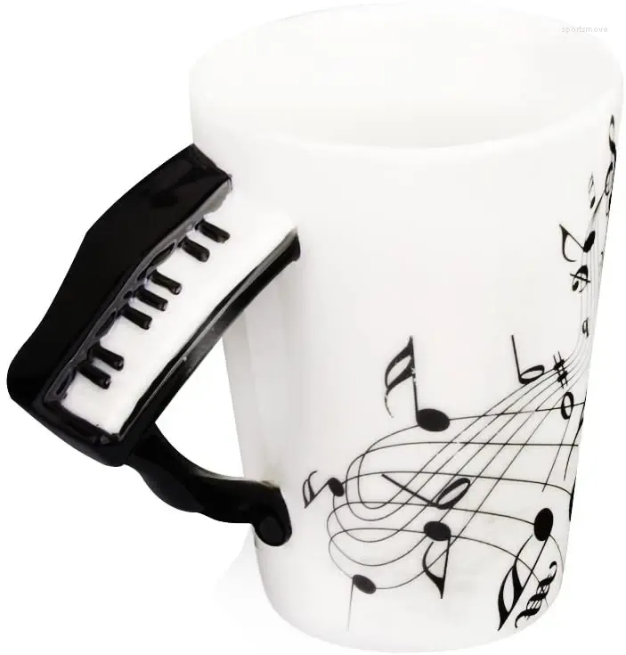 Tasses Tasse à musique avec poignée en forme de piano Note de musique en porcelaine