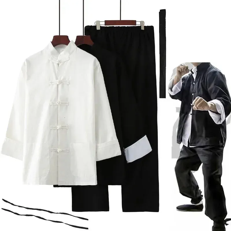 【新作からSALEアイテム等お得な商品満載】 Bruce Traditional Chinese Lee Black Set Uniform Fu Kung Clothing