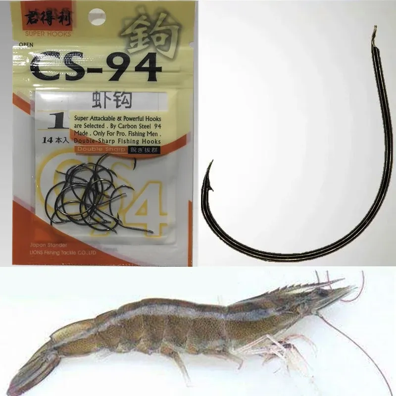 Fishhooks 10bags/lot Japan Made Shrimp Hooks High Carbon Steel Barbed Reservoir pond stream lake Crawfish Prawn Hook Fishing Tackles