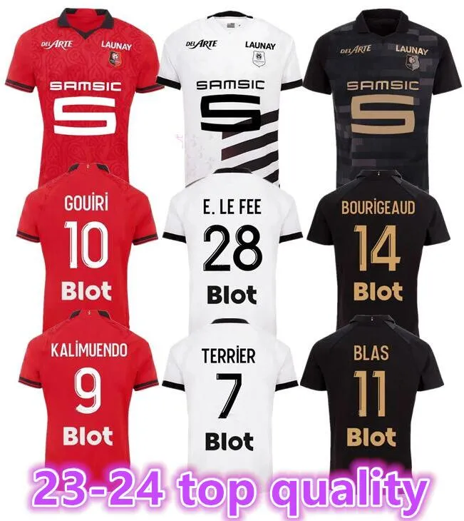 23 24 24 Koszulki Stade Rennais Soccer Home Away Rennes Maillot de Foot 2023 24 Sulemana Bourigeaud Terier Doku LaBorde Santamaria Men Kit Kit Football Shirts8899