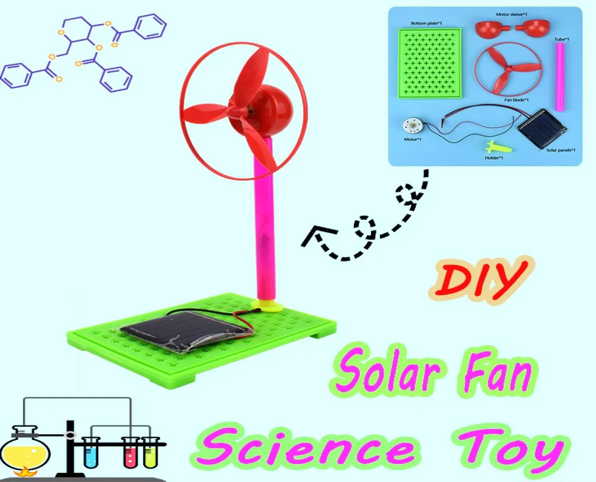 المروحة الشمسية البلاستيكية المصنوعة يدويًا مجموعة أدوات الدائرة في الفيزياء.