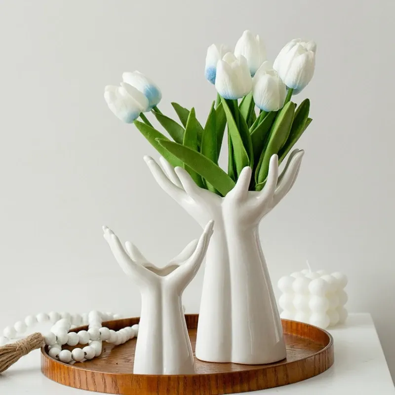 Vaser keramisk vas handarm palm bukett blomma arrangemang tillbehör blomma vas porslin hantverk ornament hem dekoration